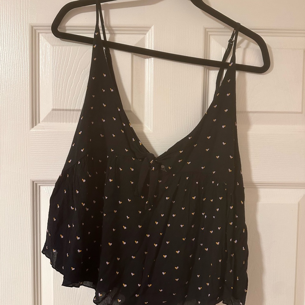 Free People Black Camisole with Heart Design